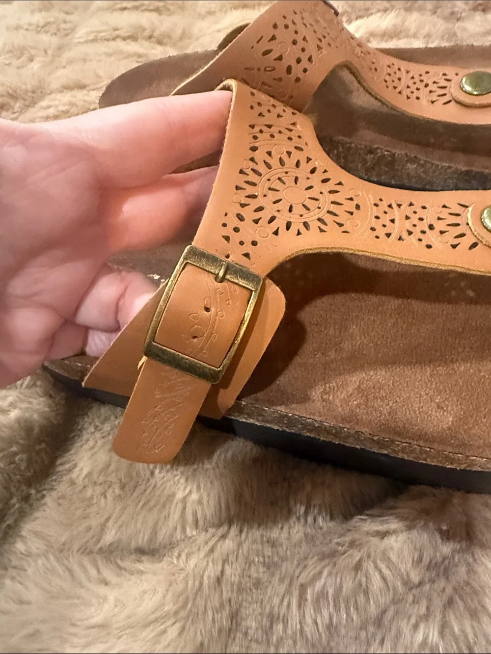New cliffs by white  Mountain,  Dark Brown Braided Sandals, sz 7